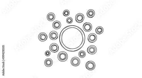 Circles loading spinner icon with outlined rings and dotted dots for UI refresh animation, technology interface design and progress indicator