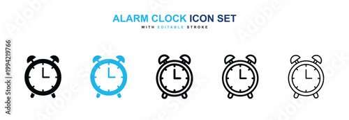 Bilde på lerret Alarm clock icons vector collection in black and blue colors on white background