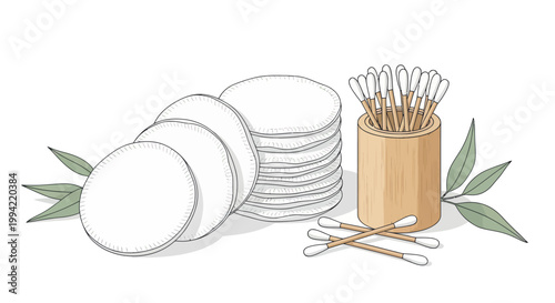 Eco-friendly bamboo cotton swabs and pads for skincare and beauty