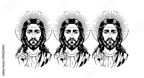 Skull head portrait with top hat, spiked rays and decorative hands, monochrome streetwear tattoo style icon graphic