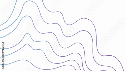 A stylized illustration of wavy lines in a gradient of colors on a white background