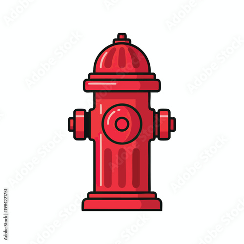 A bright red fire hydrant vector illustration.