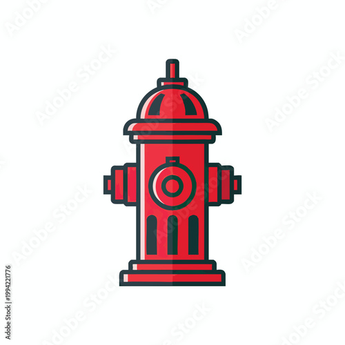 Flat vector illustration of a red fire hydrant isolated on white background.