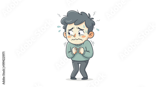 Shivering Man Feeling Cold Outside.