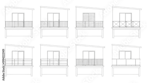 Architectural balcony railing designs and building facade variations