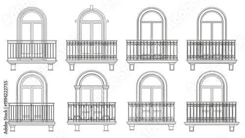 Collection of Architectural Balcony Designs with Wrought Iron Railings
