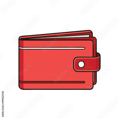 Red leather wallet icon isolated on white background.