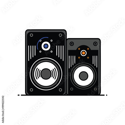 Flat Vector Illustration of Professional Studio Audio Speakers.