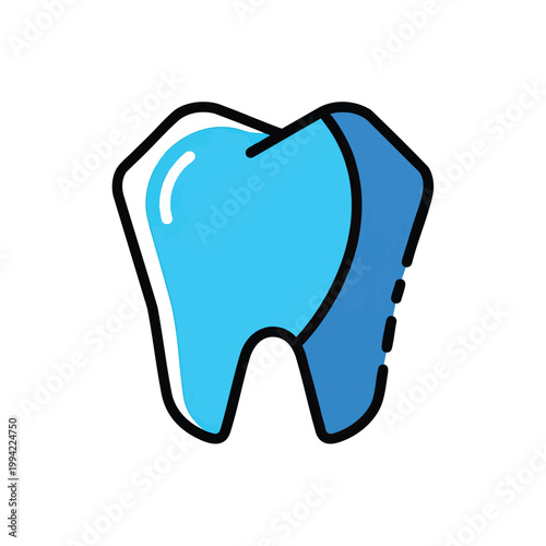Stylized blue tooth icon representing dental health and care.