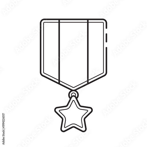 Star Medal Award Line Art Icon for Military and Success
