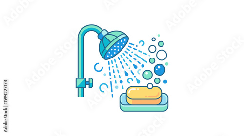 Shower head with soap bar.