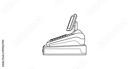 Line Art Illustration of a Modern Cash Register