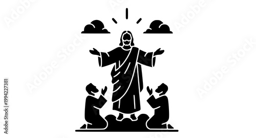 Photos The transfiguration of jesus a black and white illustration