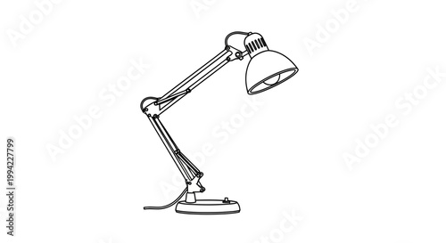 Minimalist Line Art Illustration of an Adjustable Desk Lamp