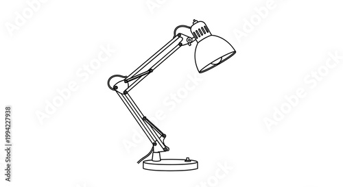 Minimalist Line Drawing of an Adjustable Architect Desk Lamp