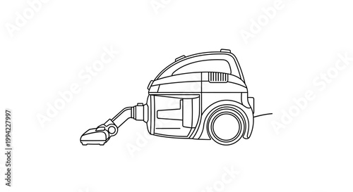 Outline Illustration of a Modern Household Vacuum Cleaner