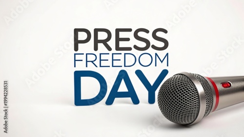 Press freedom day concept with microphone and bold typography message.
