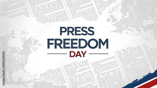 Press freedom day typography over newspaper background with global news theme.