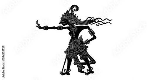 Indonesian Wayang Kulit Shadow Puppet Character - Female Warrior