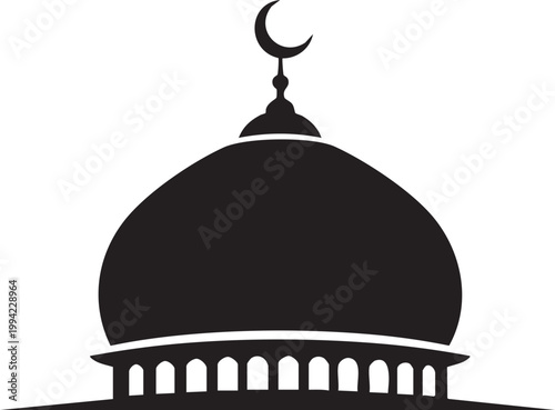 Elegant silhouette of a mosque dome with crescent moon finial