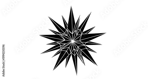 Abstract black starburst a geometric exploration of sharp angles and negative space