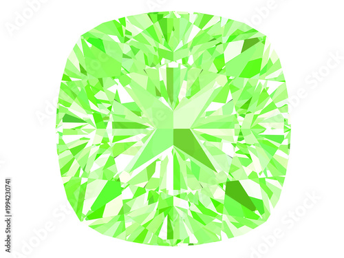Radiant Green Gemstone, Captivating transparent background featuring a brilliant, faceted emerald gemstone with intense, vibrant green hues and mesmerizing refractive patterns.