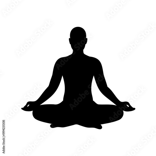 Silhouette of a person meditating in the lotus position for wellness