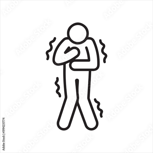 Shiver line icon. Simple outline style. Unwell, weather, ague, black, chill, fever, freeze, grippe, fever chills, ill concept. Vector illustration isolated on white background.