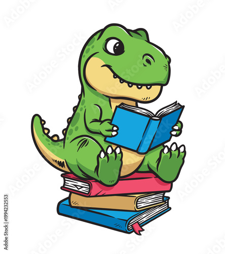 Dino is reading a book