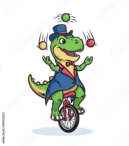 Dino performs a circus ball attraction