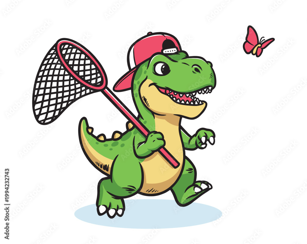 Obraz premium Dino wants to catch butterflies