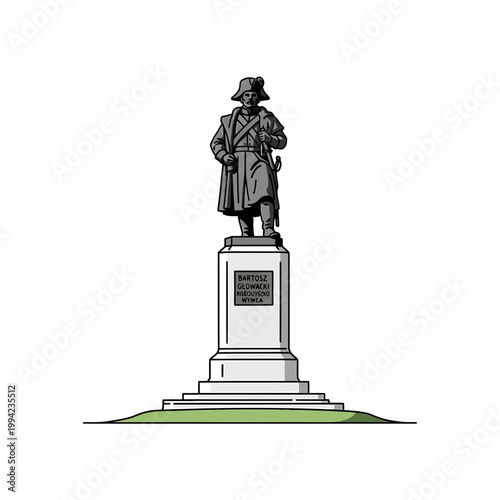 Historical soldier monument statue vector illustration