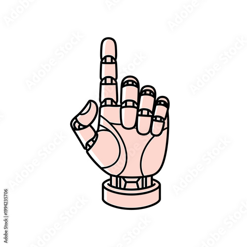 Robotic hand pointing index finger up vector illustration