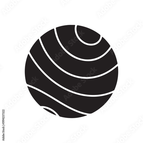Fitness ball glyph icon. Fitball. Silhouette symbol. Negative space. Raster isolated illustration