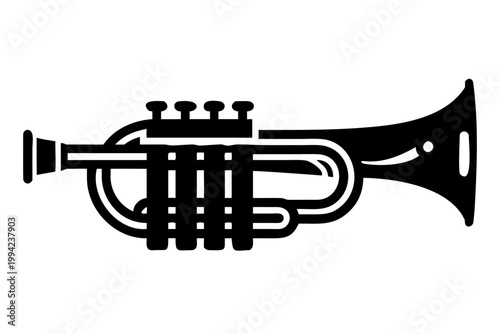 natural trumpet silhouette illustration for music instrument baroque brass performance and historical design