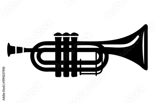 natural trumpet silhouette illustration for music instrument baroque brass performance and historical design