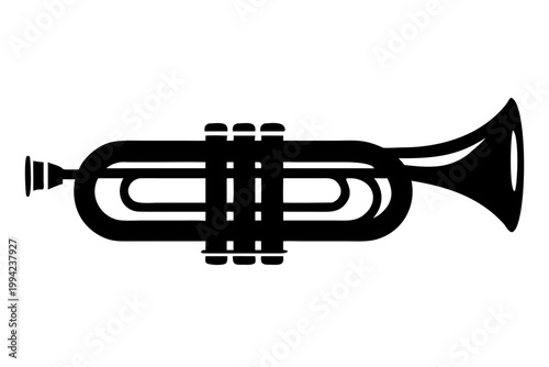 slide trumpet silhouette illustration for music instrument brass performance and classical design