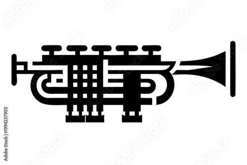 sackbut silhouette illustration for music instrument renaissance brass performance and historical design