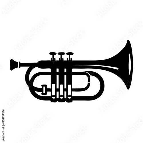 natural trumpet silhouette icon illustration for music instrument baroque brass performance and historical design