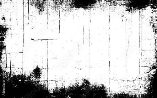 Dirty monochrome pattern of the old worn surface. Abstract illustration texture of cracks, chips, dot. Grunge background of black and white.