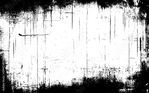 Dirty monochrome pattern of the old worn surface. Abstract illustration texture of cracks, chips, dot. Grunge background of black and white.