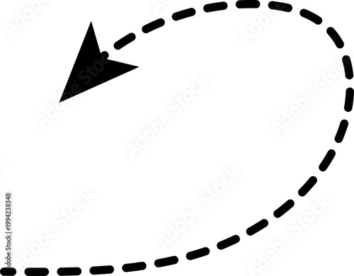 Hand drawn dotted arrows set vector illustration isolated on white background. Hand drawn freehand different curved lines, swirls arrows. Curved arrow line. Doodle, sketch style.