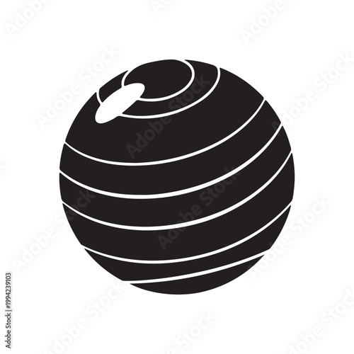 Fitness ball glyph icon. Fitball. Silhouette symbol. Negative space. Raster isolated illustration
