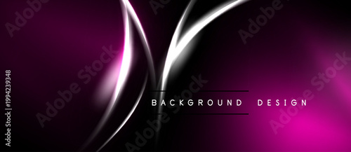 Abstract pink, purple gradients. Bright lines intersect dark space. Text reads background design. Modern, dynamic visual presentation.