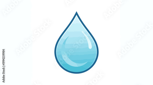 Single Blue Water Drop Illustration.