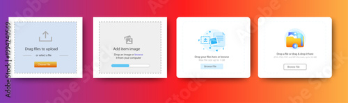 Drag and drop upload box banner pop up design template. File upload. User-friendly design materials. isolated background. vector