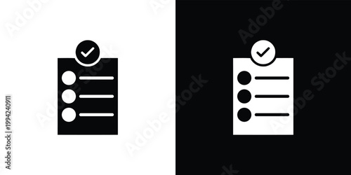 Black and white checklist with checkmarks symbols to-do list