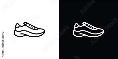 Black and white running shoe on split color background sneaker split background athletic shoe