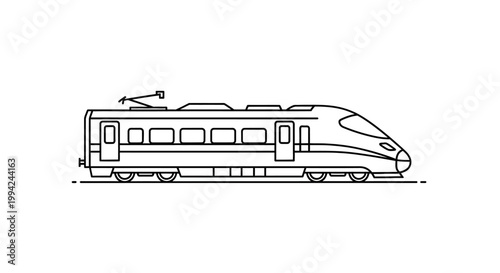 Minimalist Line Art Illustration of a Modern High-Speed Electric Passenger Train