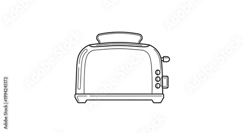 Simple Line Art Illustration of a Modern Kitchen Toaster